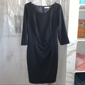 Black Calvin Klein pleat detail sheath dress sz 10